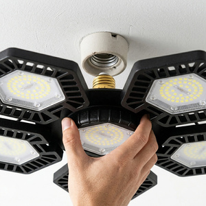 Lampe de garage LED 120W E27, <span class=keywords><strong>plafonnier</strong></span> déformable noir, super lumineux, pliable, pour atelier, entrepôt, magasin, blanc froid - Product Image 2