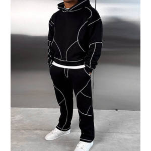 Sweat-shirt à capuche personnalisé avec surpiqûres contrastées pour homme, coupe ample, haute qualité - Product Image 2