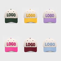 Topi Baseball Bordir Custom Logo 3D Puff Dua Warna 6 Panel Model Dad Hat Topi Personal untuk Pria Wanita Olahraga Luar Ruangan
