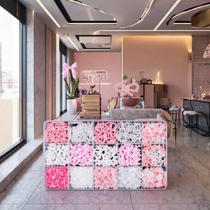 Venta caliente 15 rejilla Kawaii colorido 3D acrílico encantos 1000 Uds Nail Art arco resina cinta cinco pétalos flor Rhinestone arco vidrio - Product Image 3