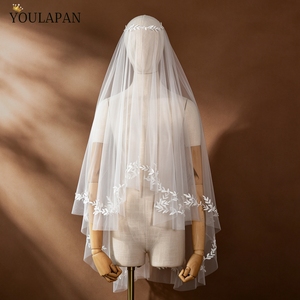 YouLaPan V311 Forest Style Floral Lace Bridal <strong>Cape</strong> <strong>Veil</strong> Multiple Wearing Styles Mesh Fingertip Length Garland <strong>Veil</strong> - Product Image 4