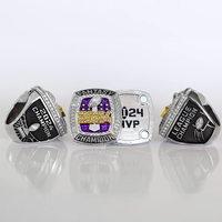 2024 Fantasy League Champion (Elite Design) Bague de championnat NOM PERSONNALISÉ (2 côtés personnalisés)-FoxRings Football FFL exclusif