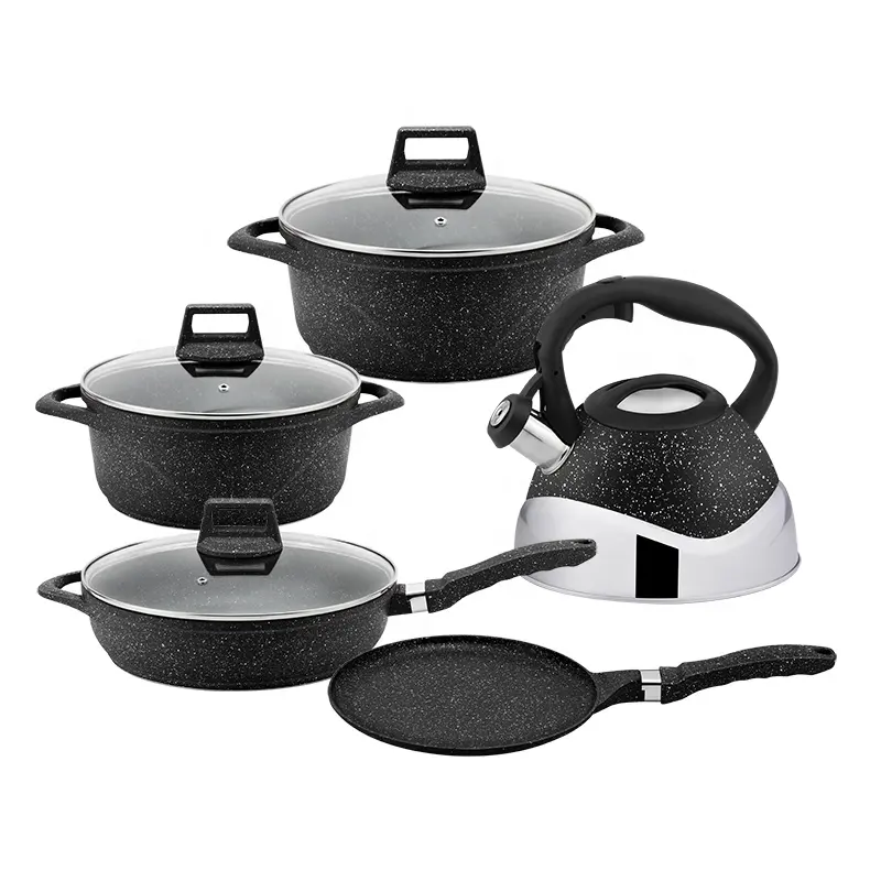 Perfect aluminum granite cook pot set cooking utensil set cookware sets