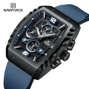 NAVIFORCE 8025 High Quality Silicone Quartz Watches Man Multifunction Timeing Watch For Men Sport Waterproof Luminous Wristwatch