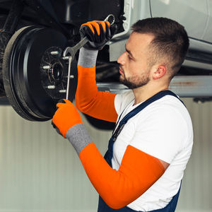 Maniche da braccio in poliestere antiabrasione da 13 Gauge con polsino resistente al taglio e impugnatura liscia in Nitrile - Product Image 5