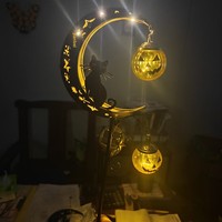 Nouvelles lampes solaires de style américain pour Halloween et la Fête des Fantômes, en forme de citrouille, de lune et de chat, à piquer dans le sol, pour l'extérieur et la cour.