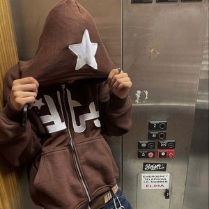 เสื้อฮู้ดมีซิปสำหรับผู้ชายเสื้อสวมหัวตัวอักษรโกธิคใส่ได้ทั้งชายและหญิงเสื้อกันหนาวพิมพ์ลาย3D โลโก้ตามสั่งแนวสปอร์ตสีพื้น - Product Image 5