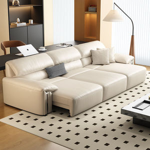Canapés trois places en cuir marron de luxe avec télécommande, style moderne italien pour salon, modèle G31 - Product Image 4