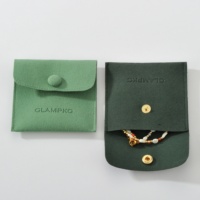 Sacs à bijoux personnalisés en microfibre de daim vert, pochettes d'emballage cadeau pour colliers, boucles d'oreilles, bagues