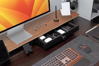 Bureau debout moderne haut de gamme SAMDI en noyer avec plateau métallique réglable en hauteur (720-1170 mm) – Mobilier de bureau stable et de haute qualité
