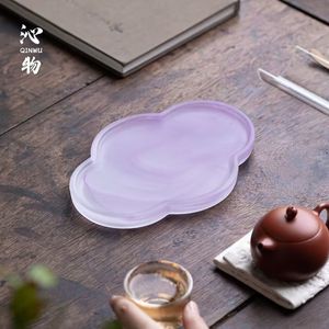 Frosted Begonia Dry Brewing Tray Japanese Glass Tea Stand Transparent Small Tea Set Accessory For Adults - Product Image 2