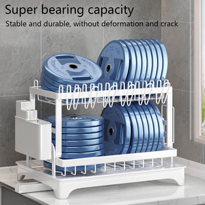 2 Tier Food <b>Plate</b> and Dish <b>Racks</b> Kitchen Counter Kitchen Organizer Dish Drainer <b>Rack</b> With Cutlery Holder for Spoons and Forks - Product Image 3