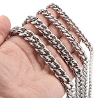 Collier en acier inoxydable plaqué or PVD 18 carats, chaîne torsadée 6/8/10/12 mm, serti de griffes, étanche, tendance, islamique, 18 pouces