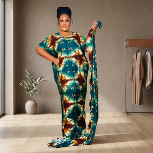 Women's Trending Hot Selling Digital TieDye Print Maxi Kaftan Traditional Muslim Modest Clothing Lace Indian Suppliers - Product Image 3