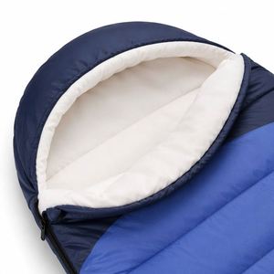 Envelope Hooded Blue <b>Sleeping</b> <b>Bag</b> Water Repellent Polyester Taffeta Outer 190T Pongee Lining Cotton Filled <b>Winter</b> Use 1.3Kg - Product Image 2
