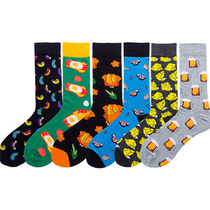 XIANGHUI Vente en gros de chaussettes amusantes en coton jacquard à motif géométrique de frites, 40 couleurs, nouvelle collection mode femme - Product Image 3