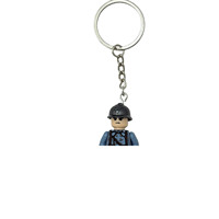Porte-clés figurine mini-bloc de construction sur le thème du combat, pendentif en briques style soldat, anneau porte-clés en métal, décoration pour sac à dos, cadeau