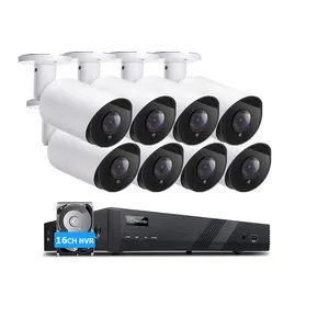 4k 8mp ip cctv kamera nvr sicherheits system 16ch poe 8 kameras kit outdoor h.265 wasserdichte kugel aufnahme video audio 24/7