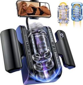 Mainan Seks Pria LCD Hands Free Masturbator dengan 2 Selongsong & Penyangga Ponsel Alat Bantu Masturbasi Pria - Product Image 1