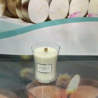 Bougies en verre faites à la main en gros, design moderne, mèche en bois croisée, décoration d'intérieur, bougie parfumée en verre à combustion longue durée