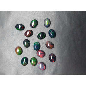 Opale noire éthiopienne naturelle de qualité AAA, cabochon ovale 6*8 avec jeu de couleurs pour la fabrication de bijoux, prix de gros - Product Image 3