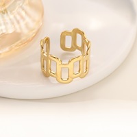 Bague empilable pour femme, style occidental, plaqué or 18 carats, nouveau design, ronde irrégulière, en acier inoxydable, réglable, ne ternit pas