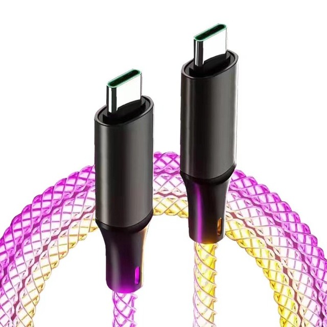 Beautiful 60W 1Meter/3.3Feet Fast Charging High-Speed Data Transfer Cable RGB Flowing LED USB Charging Cable Glowing Phone Cord