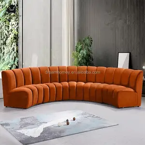 Bộ Sofa Thiết Kế Nhung Cong Vải Trắng Hình Chữ U Cao Cấp Của Ý Đồ Nội Thất Phòng Khách Thiết Kế Sang Trọng Hiện Đại