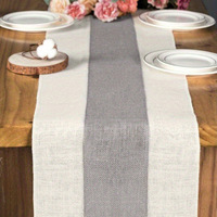 Chemin de table en lin tissé à rayures, résistant à l'huile et écologique, pour la salle à manger, la cuisine et la décoration de fêtes