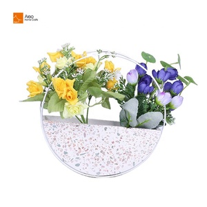 인공 테라조 금속 프레임 식물 홀더 실내/실외 정원 벽걸이 장식 화분 및 화분 - Product Image 1