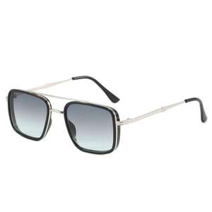 نظارات شمسية مربعة كلاسيكية بتصميم آيرون مان، نظارات شمسية أنيقة بعدسات طيار للرجال والنساء، نظارات شمسية بجسر مزدوج - Product Image 3