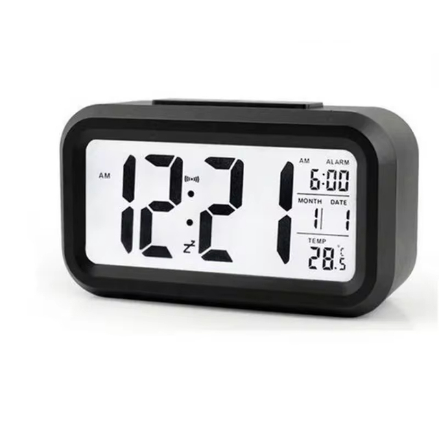 Smart Digital Alarm Clock LCD Display with Calendar Temperature Backlight Snooze for Home Bedroom Office