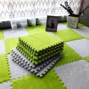 Plush Foam Floor Mat Square Interlocking Fluffy Tiles With Border Play Mat Flooring Tiles Soft Climbing Area Rugs For Home