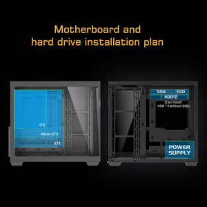 Lovingcool Kính cường lực kép Vỏ Máy tính chơi Game ATX với màn hình kỹ thuật số Vỏ Máy tính chơi Game Vỏ Máy tính để bàn - Product Image 5