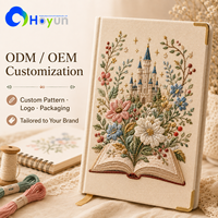 Carnet relié rigide personnalisé avec logo brodé, impression couleur, broderie florale pour journal étudiant