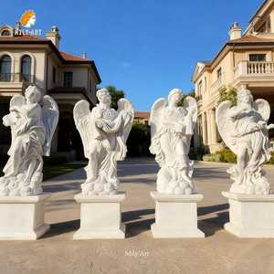 MILYライフサイズ白大理石4シーズン天使像彫刻ヨーロッパスタイル屋外ヴィラガーデン - Product Image 1