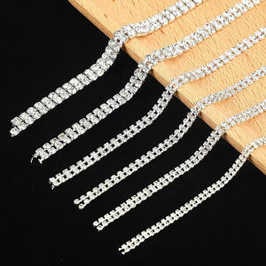 Chaîne de strass en verre à dos plat double rangée, 12 facettes, à coudre, étincelante, facile à découper pour chaussures, sacs, vêtements et accessoires DIY - Product Image 3