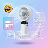 Kipas Genggam Mini Aromaterapi 3 Kecepatan, Baterai Berkualitas Tinggi, Portable, USB Rechargeable, untuk Penggunaan di Rumah, Luar Ruangan, Mobil/RV, dan Berkemah
