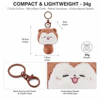 Porte-clés écureuil volant en peluche rétractable avec chiffon de nettoyage dissimulé et lingette, design à queue extensible, 34g, 3 expressions, cadeau fantaisie