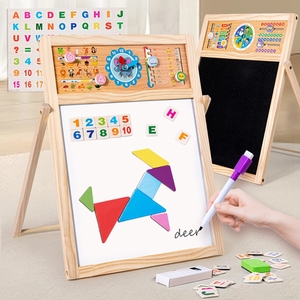 Chevalet d'art en bois enfants <span class=keywords><strong>arabe</strong></span> espagnol anglais Alphabet Cognition jeu en bois bricolage planche à dessin - Product Image 2