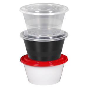 Disposable Plastic Bowl With Lid Round 300ml 450ml Takeaway Microwave Safe For Soup Noodles Wonton - Product Image 2
