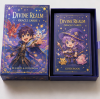 Jeu de cartes de tarot Oracle personnalisées KingCards avec logo, effet holographique, estampage à chaud, livret et emballage en velours personnalisé