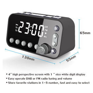 นาฬิกาปลุกดิจิตอล FM ขนาด 5 นิ้ว หน้าจอ LED วิทยุอินเทอร์เน็ต DAB วัสดุพลาสติก พอร์ต USB ชาร์จคู่ เครื่องเล่นเพลงพกพา DAB-A1 - Product Image 1