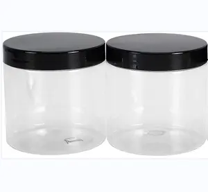 Transparente pet plástico frasco cosmético 30ml 50g 60ml 100 g 120 ml 200ml 250g 300ml 500ml recipiente de creme de pele com tampa branca/preta