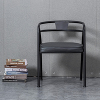 Chaise de salle à manger moderne en bois massif et fer forgé de style américain, coussin souple, dossier pour usage domestique, loisirs, thé au lait, boutiques d'extérieur
