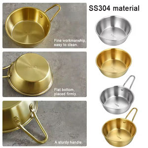 Tazón de Vino de Arroz Coreano de Acero Inoxidable 304 con Asa, Utensilios de Cocina Grises para Restaurante y Camping - Product Image 6