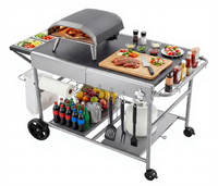 Chariot de barbecue extérieur, table de cuisson mobile, tables de préparation BBQ pour pique-nique, cuisine, cour
