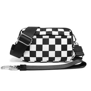New Custom Portable Nylon Checkered Credit Card Wristlet Crossbody Bag, Daulmode RFID <b>Wallet</b> <b>Purse</b> With Strap - Product Image 6