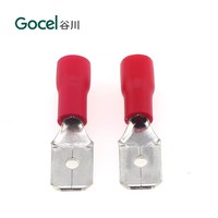 Conector de Anillo de Latón Plateado en Frío con Aislamiento para Exteriores, 250 Unidades, MDD1.25-250, 22-16 AWG, Rojo