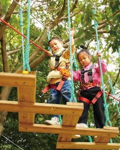 Parc d'attractions avec parcours de cordes d'aventure personnalisé Colorfulnets, équipement de trampoline, aire de jeux extérieure pour enfants, multi-matériaux - Product Image 1